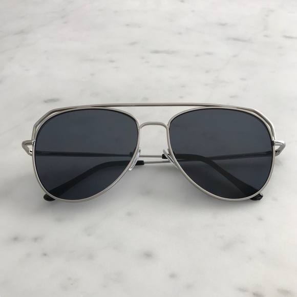 Black Aviator Sunglasses with Silver Metal Frames - Picture 6 of 7